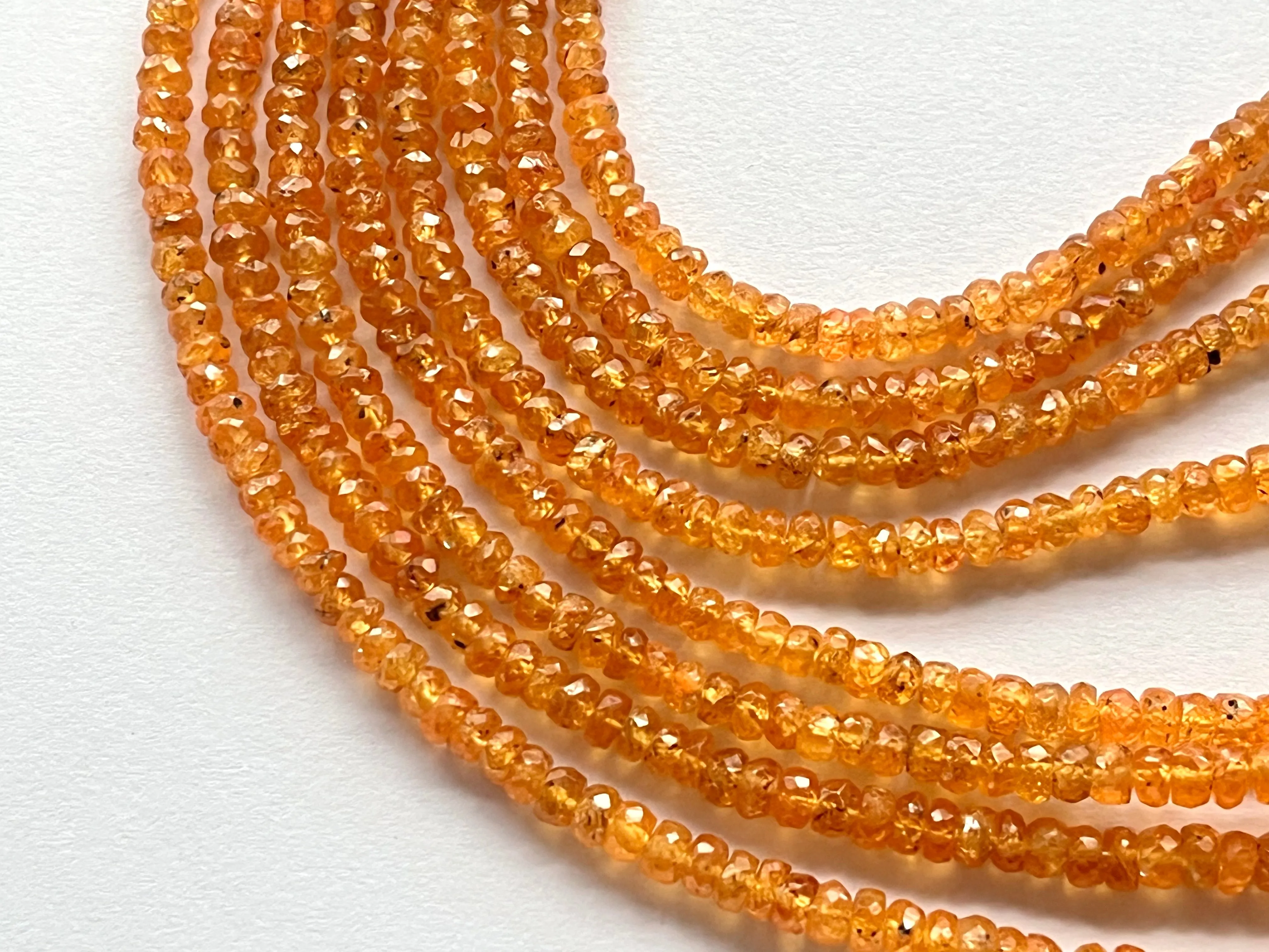 Spessartine Garnet Faceted Rondelle Beads