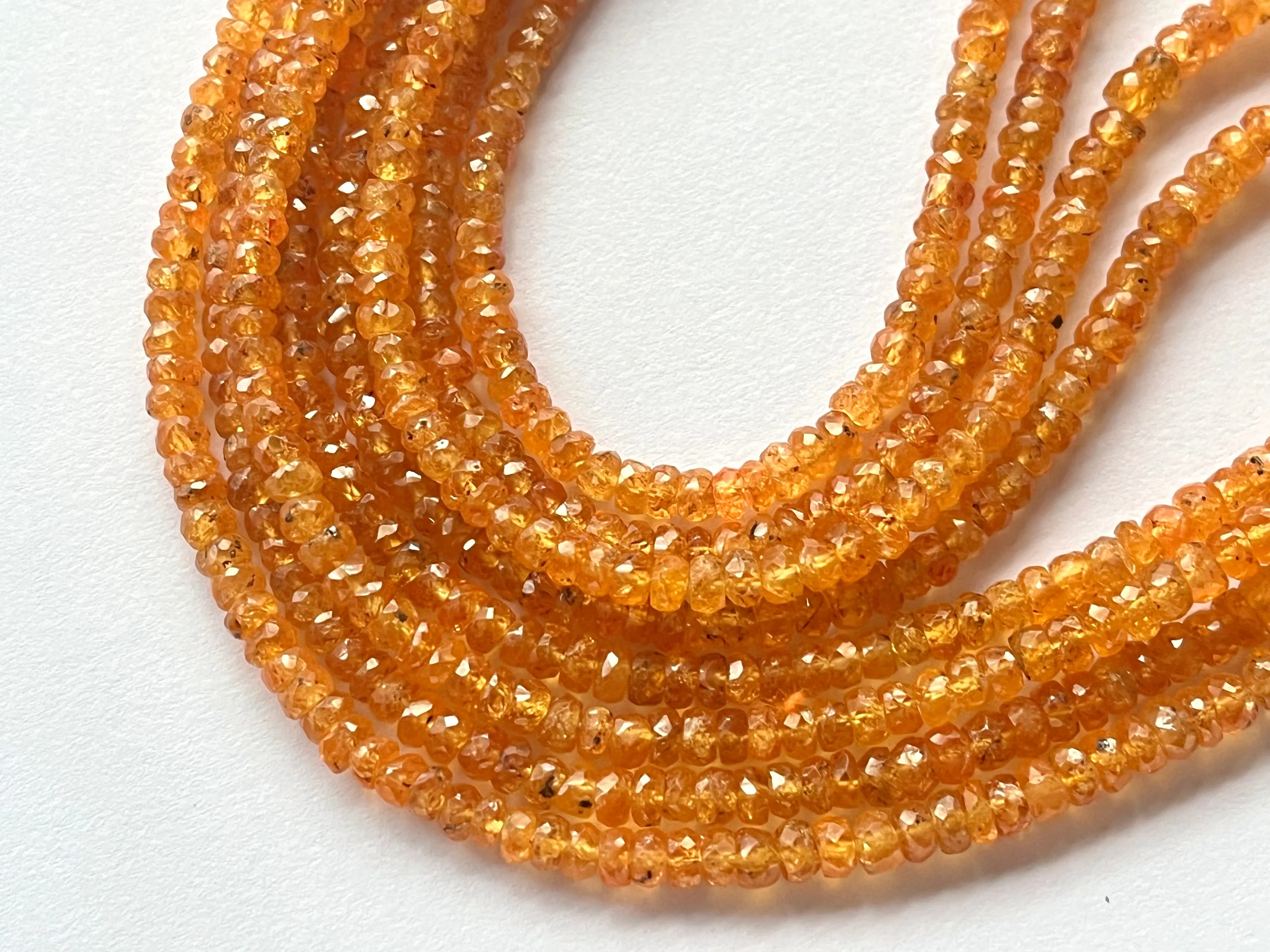 Spessartine Garnet Faceted Rondelle Beads