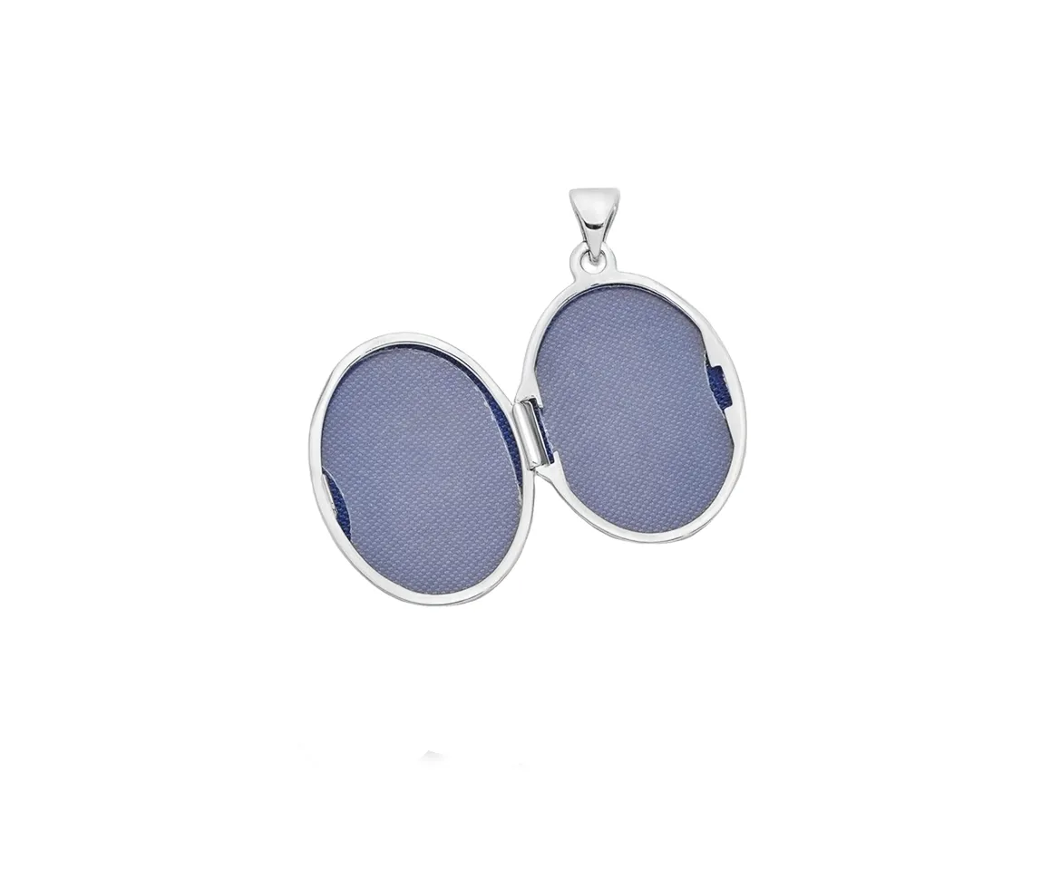 Sterling Silver Floral Oval Locket Necklace