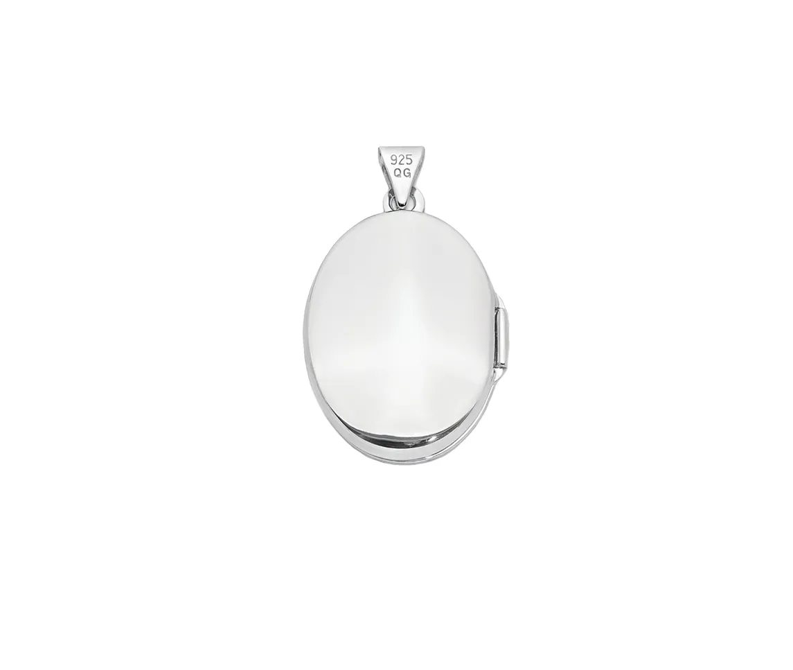 Sterling Silver Floral Oval Locket Necklace