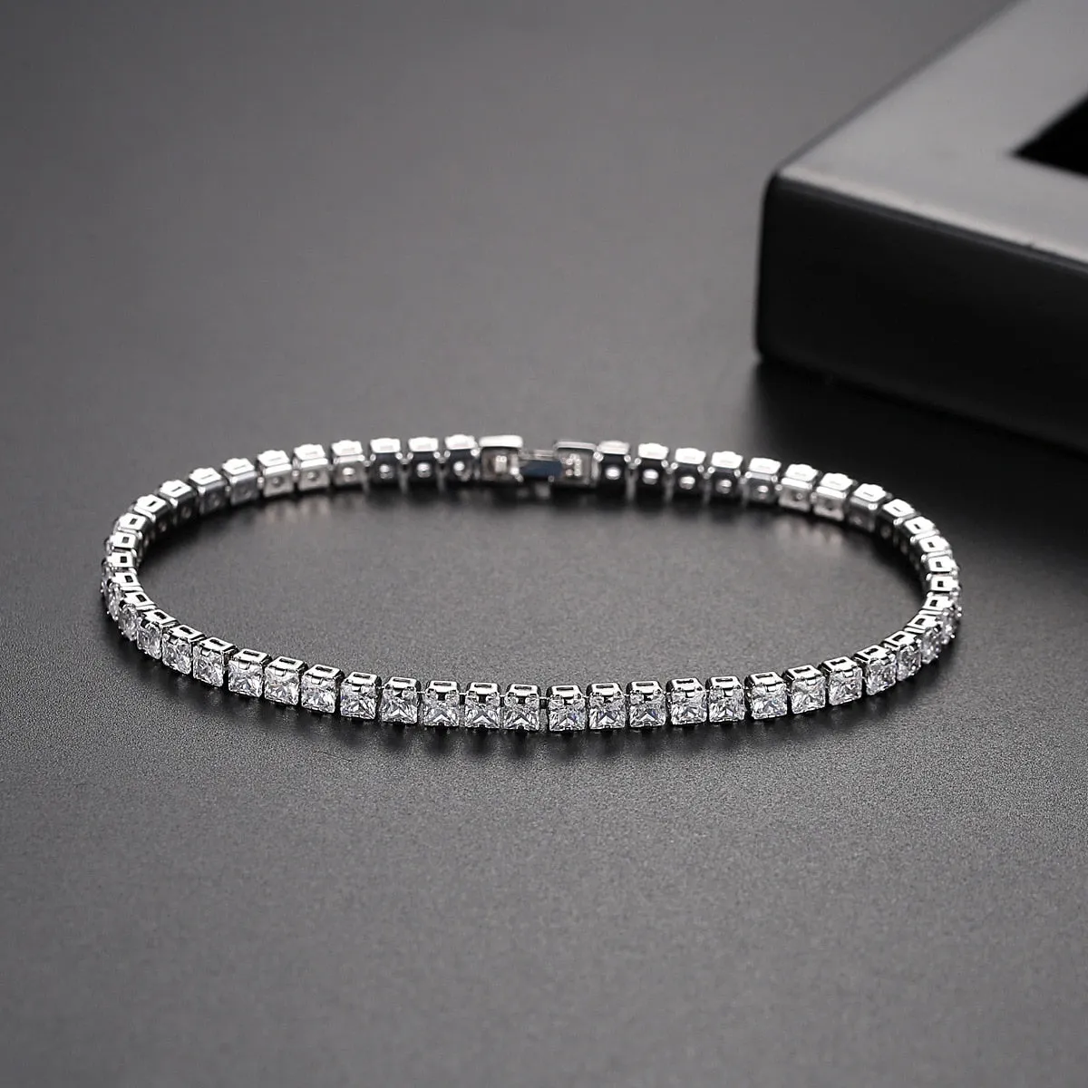 Sterling Silver Tennis Link Bracelet with Certified CZ Stones