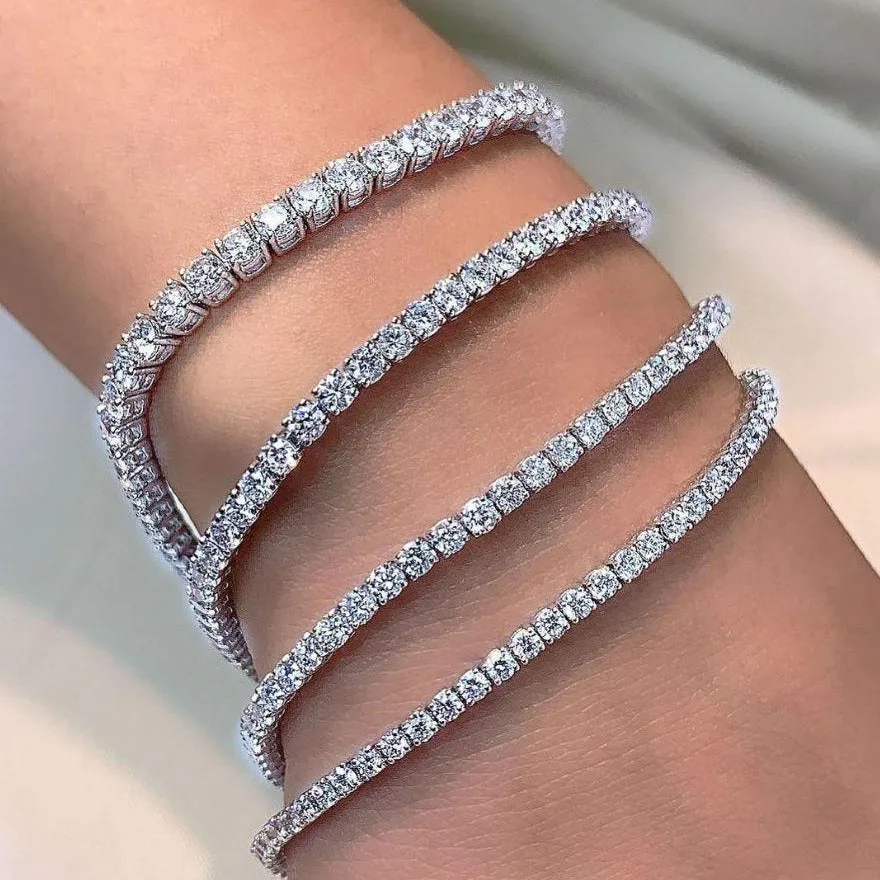 Sterling Silver Tennis Link Bracelet with Certified CZ Stones