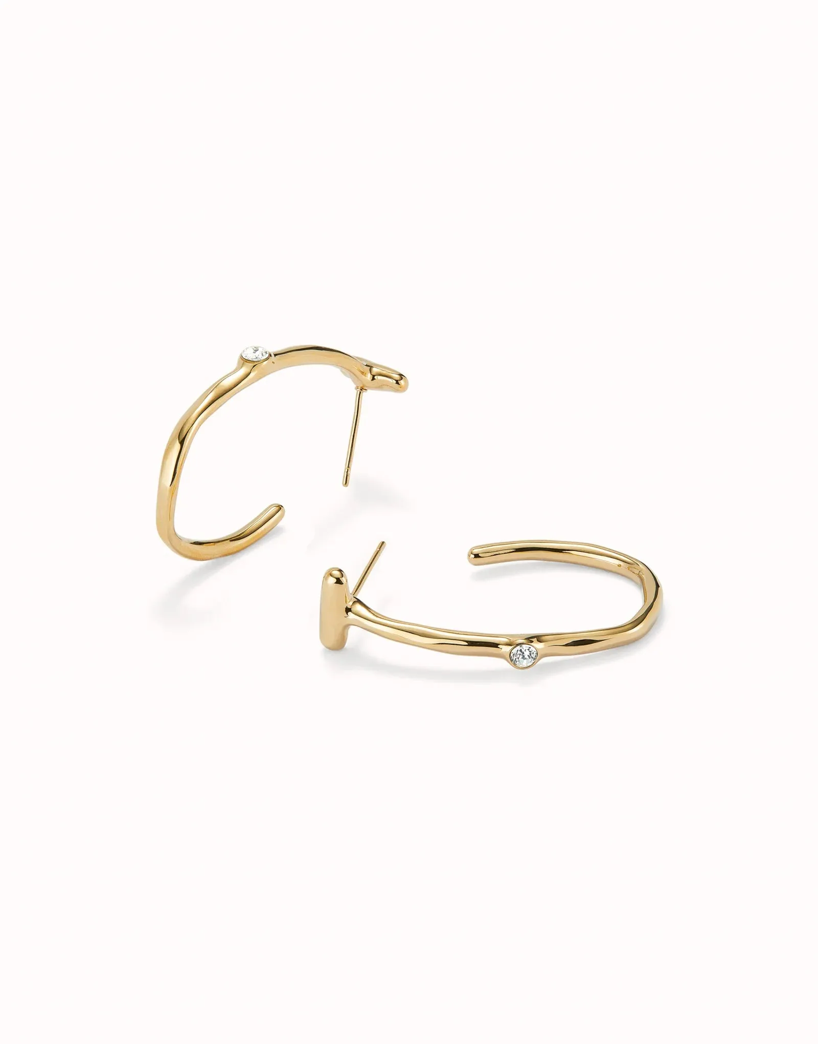 UNOde50 18K Gold-plated Hoop Earrings with White Topaz