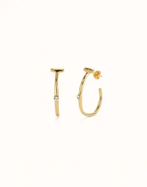 UNOde50 18K Gold-plated Hoop Earrings with White Topaz