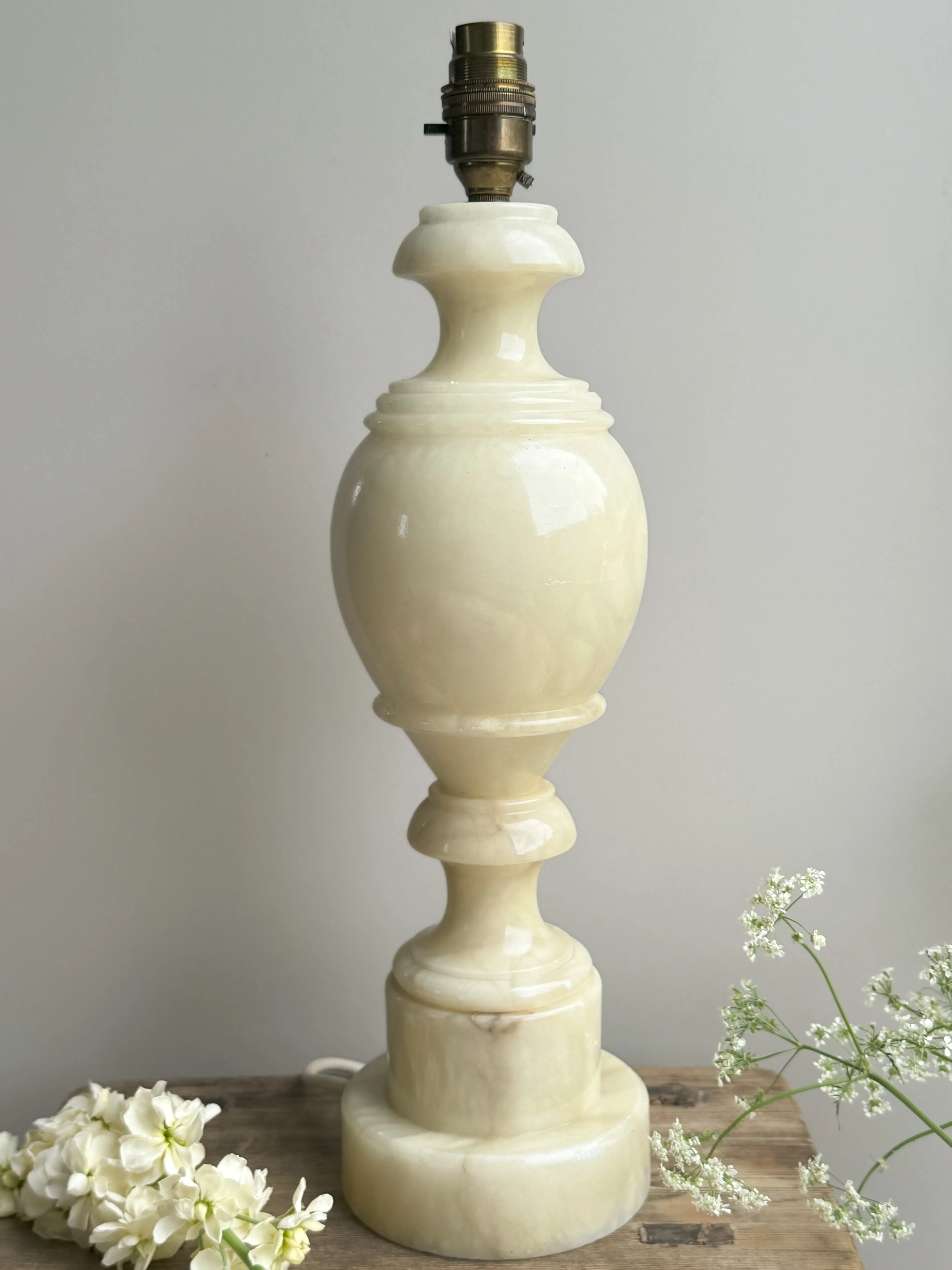 Vintage Carved Alabaster Lamp  Fully Working