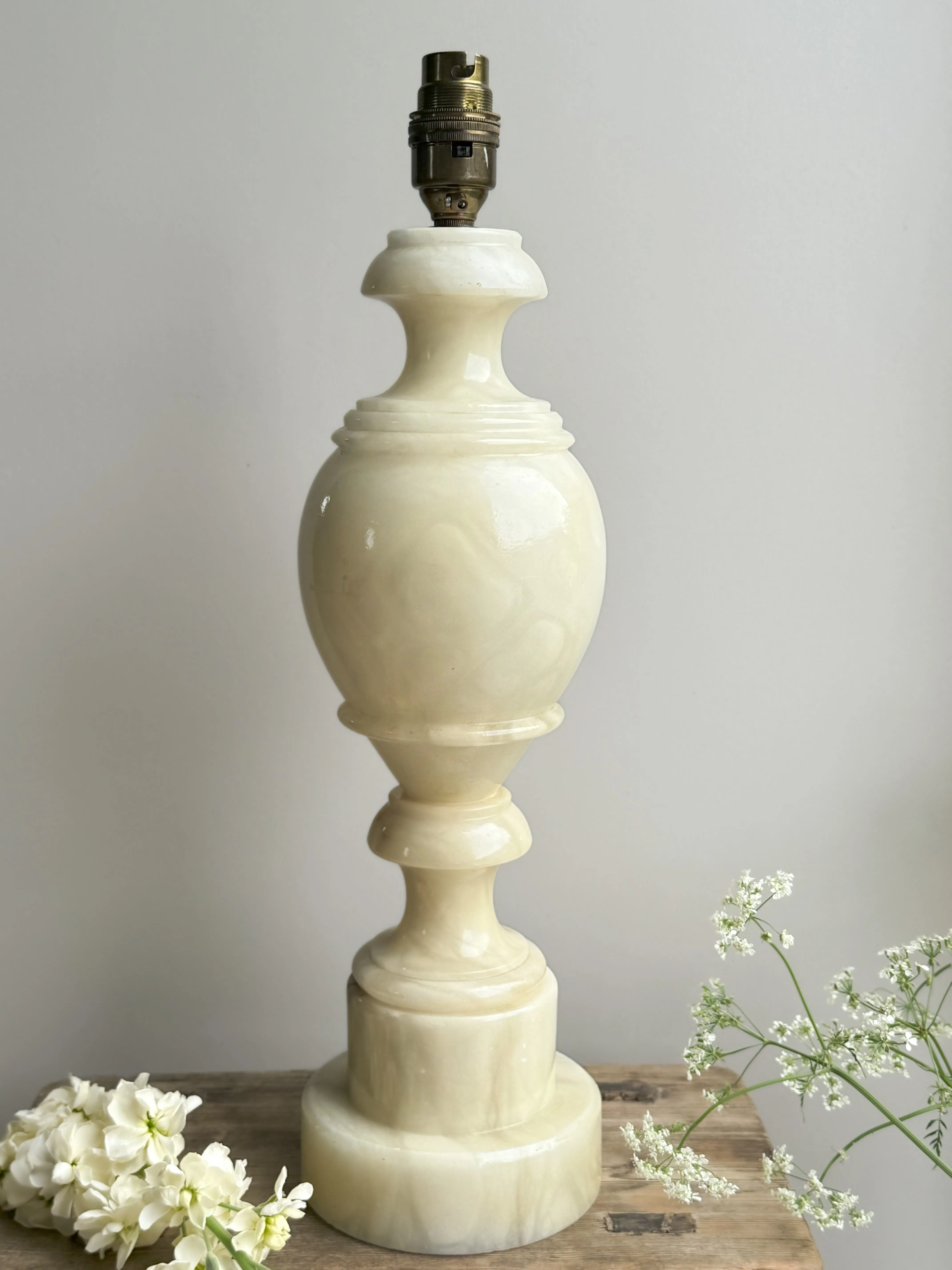 Vintage Carved Alabaster Lamp  Fully Working
