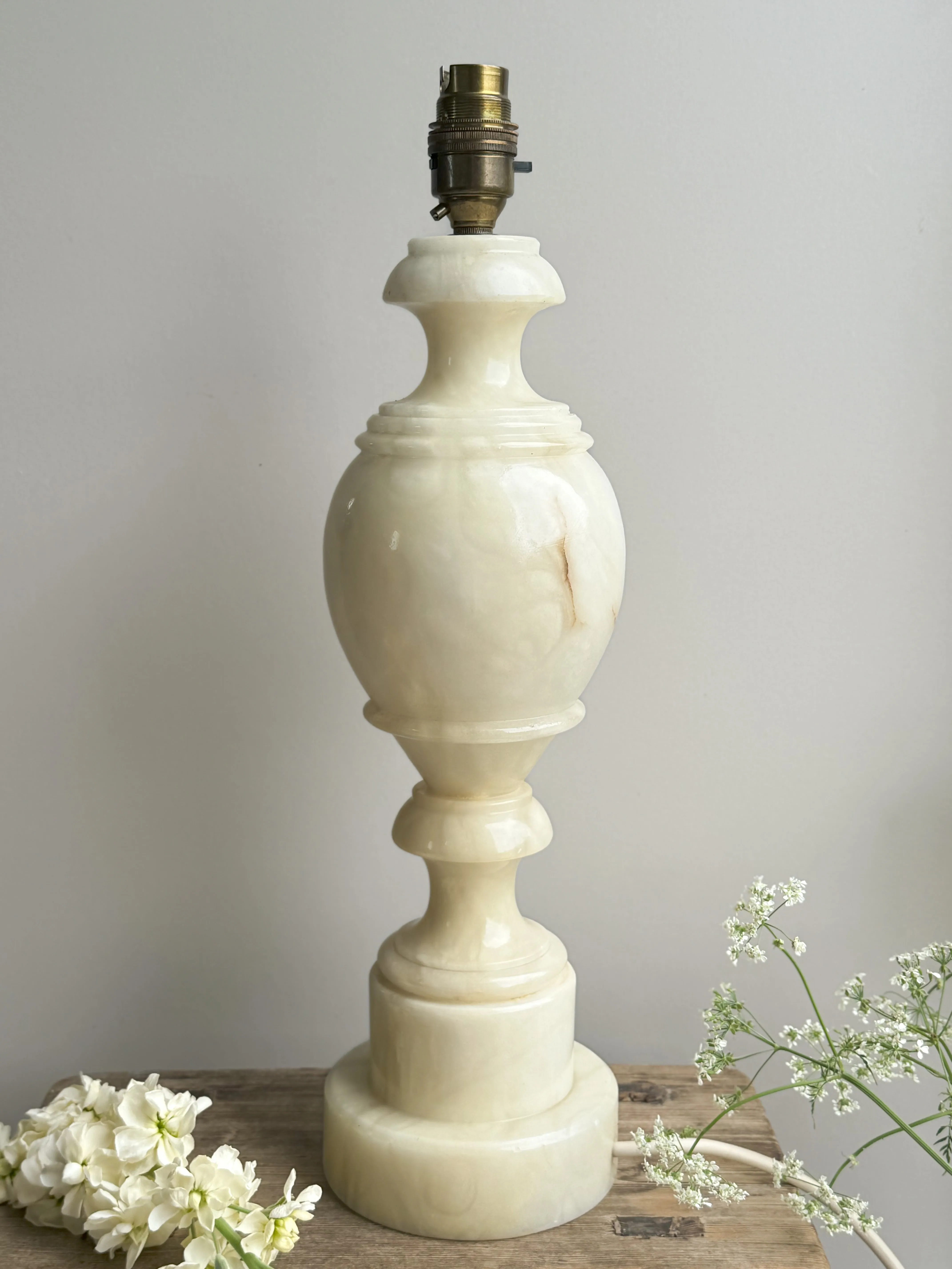 Vintage Carved Alabaster Lamp  Fully Working