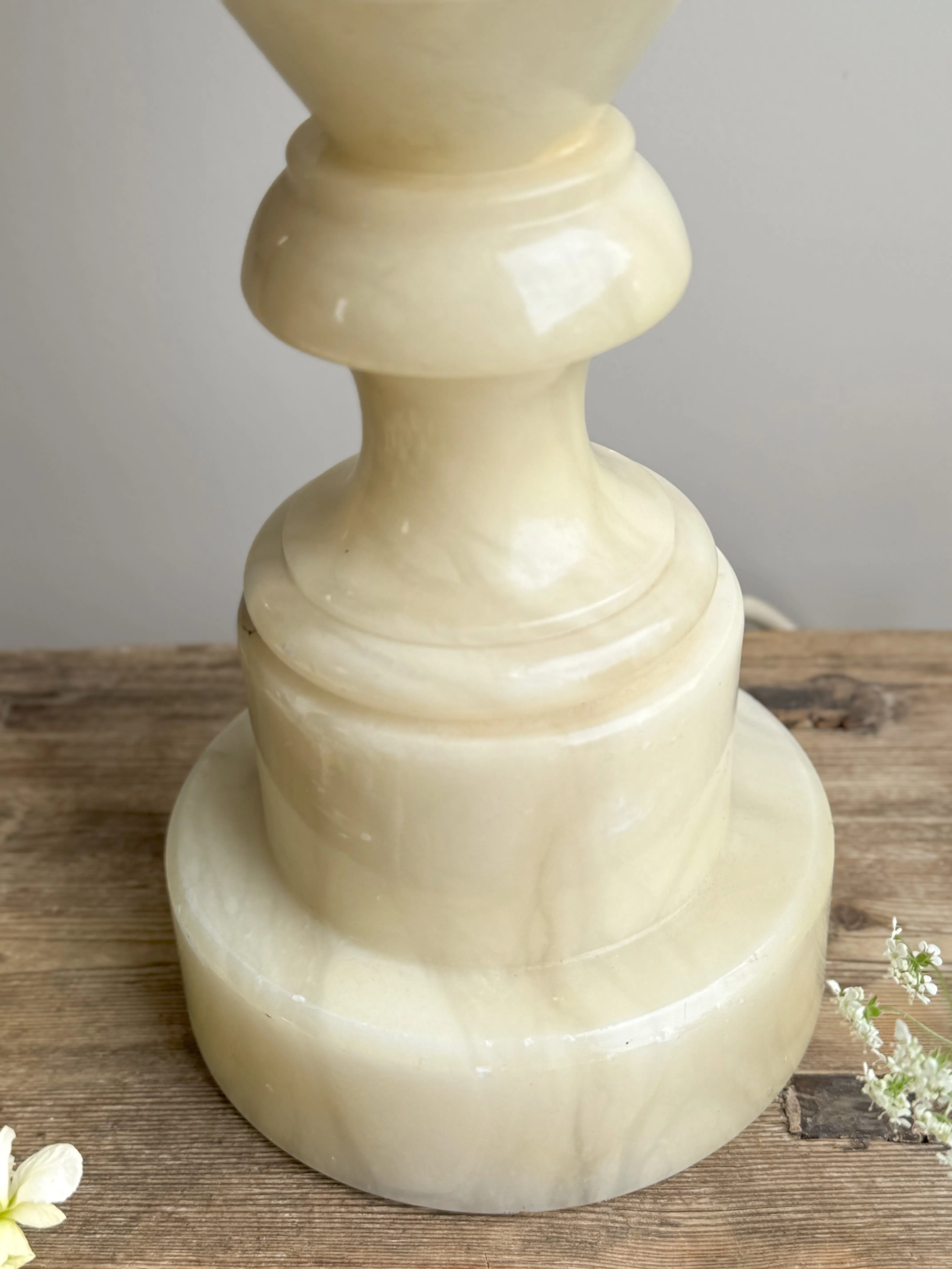 Vintage Carved Alabaster Lamp  Fully Working