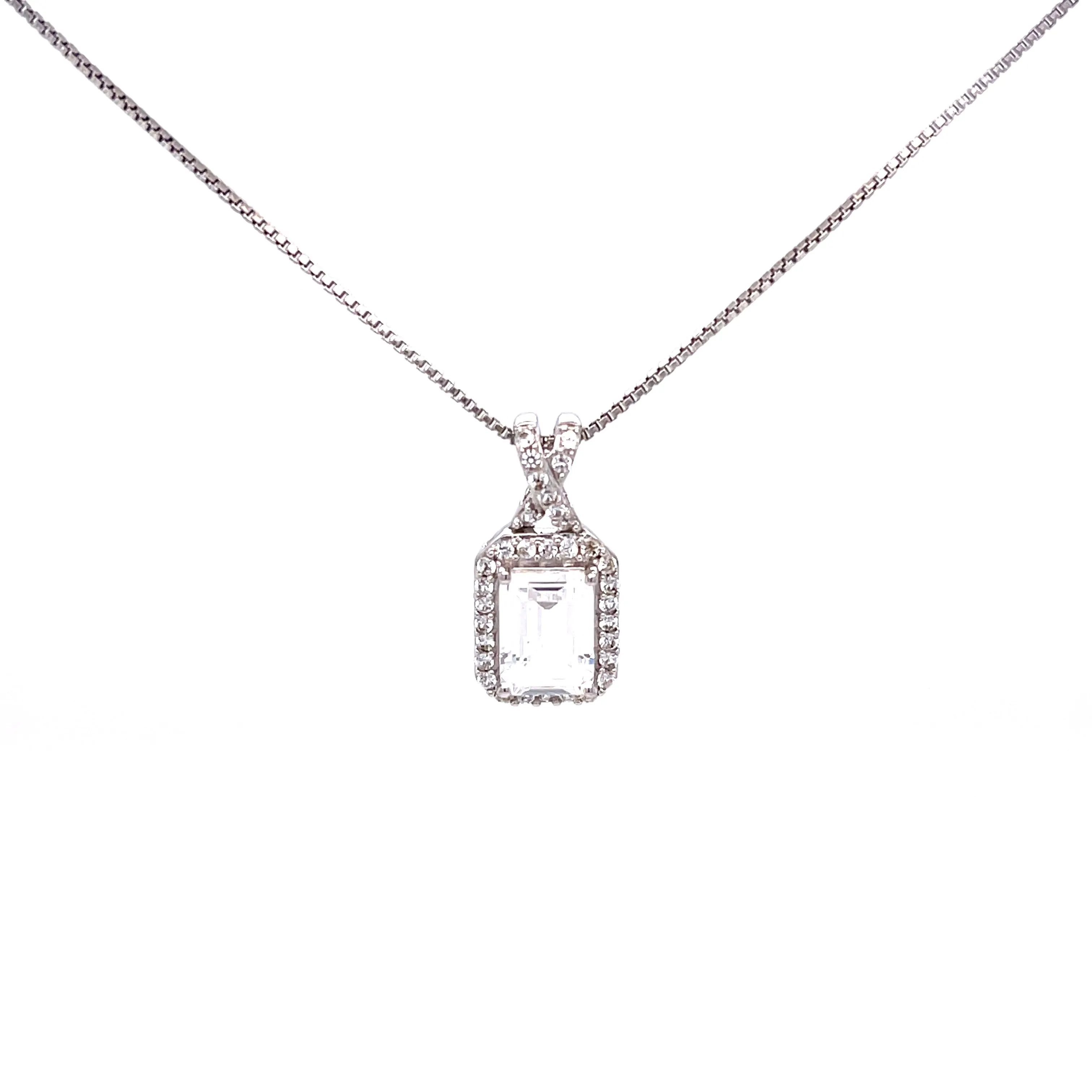 White Sapphire Pendant Necklace