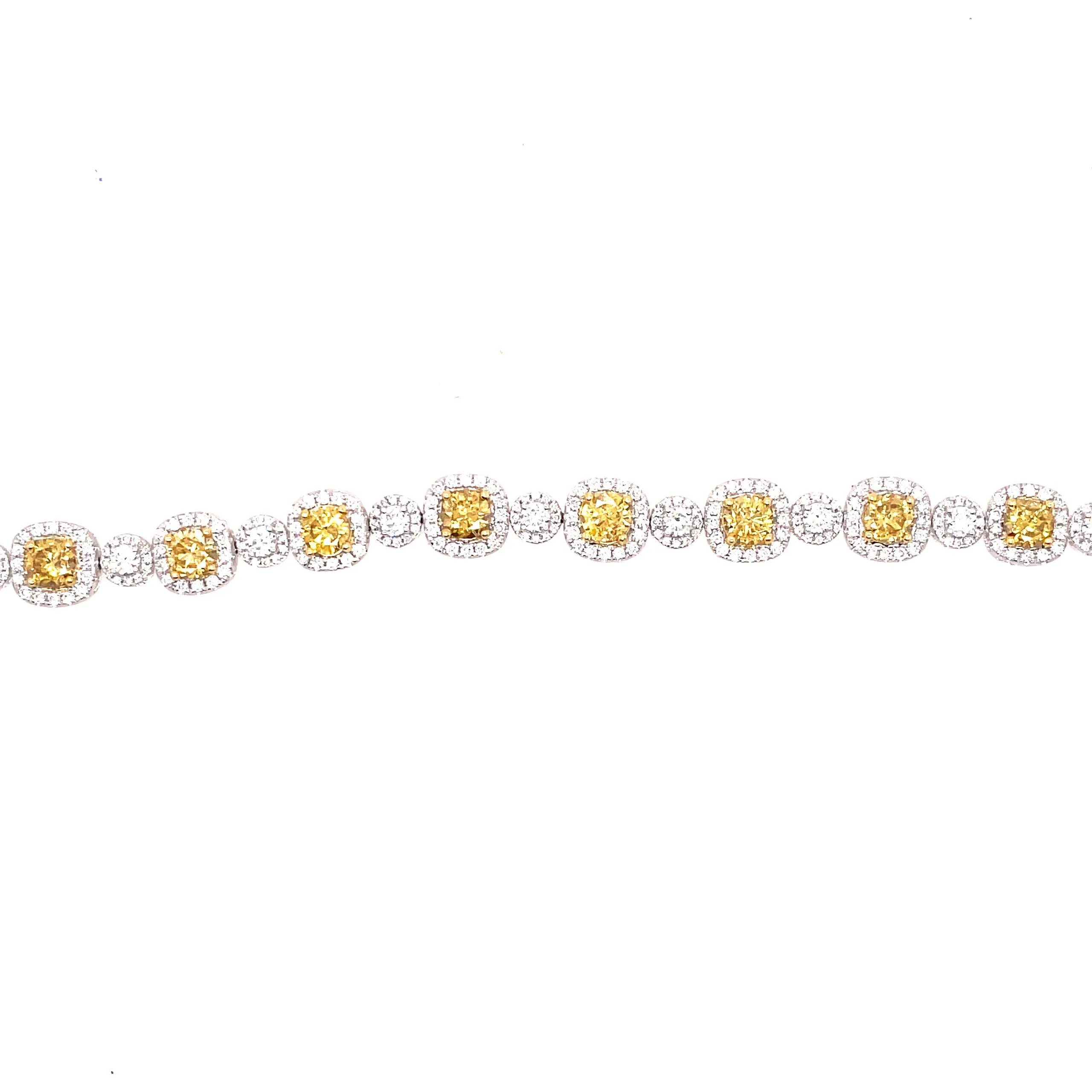 Yellow & White Diamond Halo Bracelet